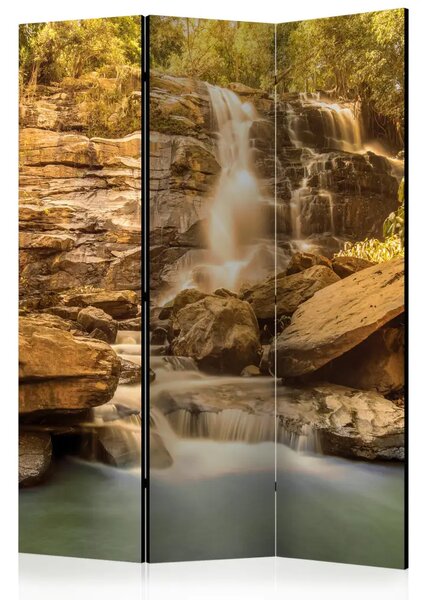 Paravento Cascata solare - paesaggio tropicale con cascata dalle rocce