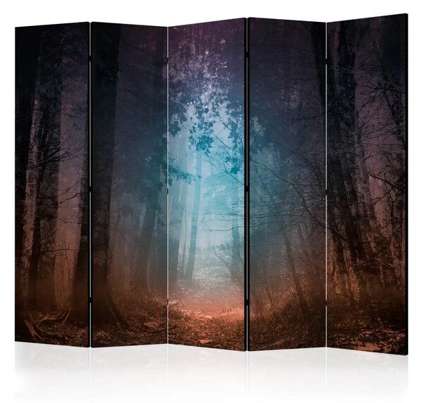 Paravento design Continua a respirare II - Foresta con luce colorata
