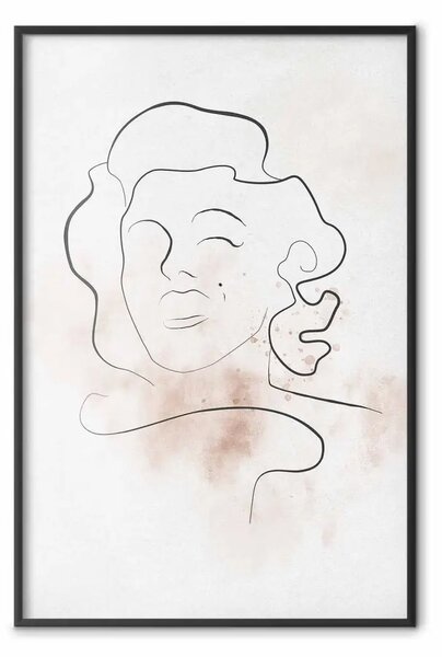Poster: Linea stellare - arte lineare astratta Marilyn Monroe, sfondo chiaro