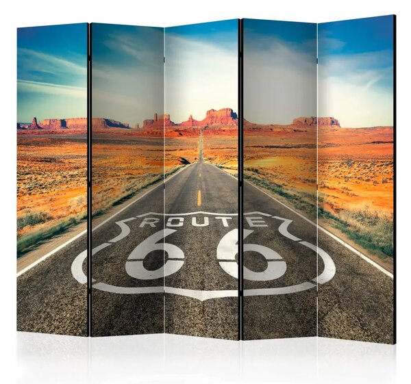 Paravento Route 66 II - paesaggio di una strada asfaltata contro il deserto