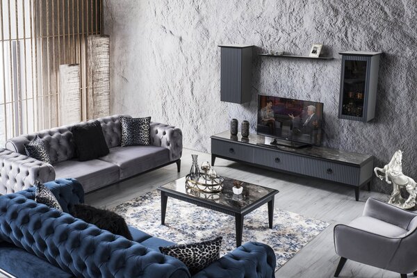 Pouf Contenitore In Velluto - Puffo Rotondo Con Piedini Legno Per Salotto - Foto 3