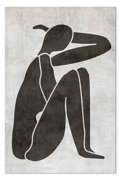 Quadro su tela Silhouette di una donna sensuale - grafica bianco-nera in scandi boho