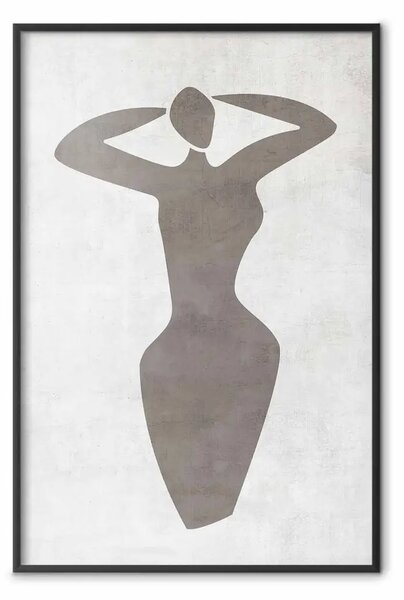 Poster: Donna danzante - silhouette nera di donna che danza su sfondo grigio