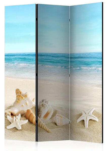Paravento design Tranquillità blu - paesaggio di spiaggia e mare blu