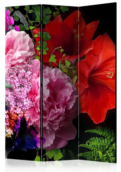 Paravento Sera di giugno - fiori colorati e piante verdi