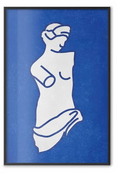 Poster: Dea blu - disegno di silhouette femminile su sfondo blu