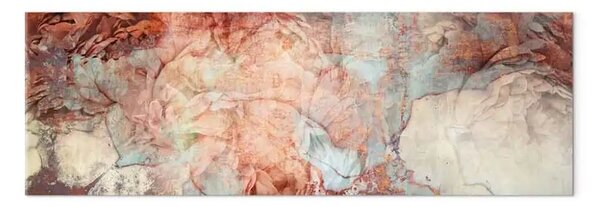Quadro su tela Mosaico dei fiori - Astrazione orizzontale in blu e rosso
