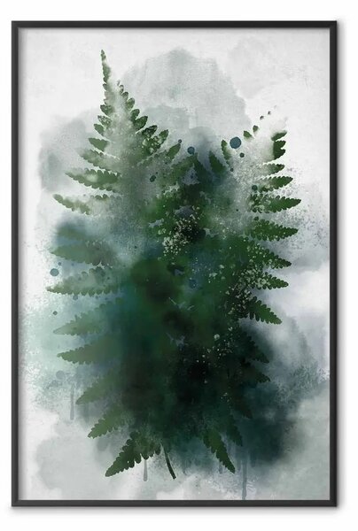 Poster: Felce dipinta - composizione astratta di felce verde
