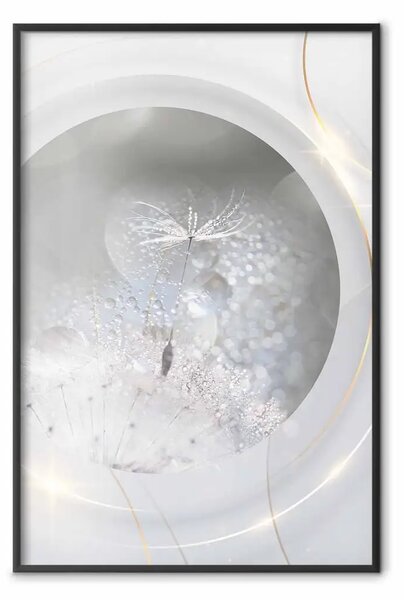 Poster: Purificazione - fiori di soffione e dettagli dorati in stile astratto
