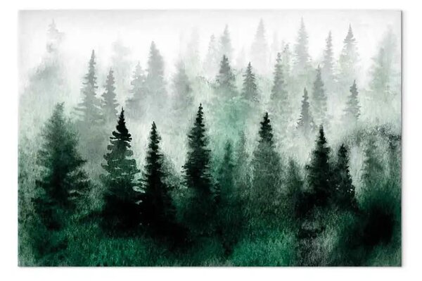 Quadro contemporaneo Foresta nebbiosa Scandinavia - paesaggio nebbia