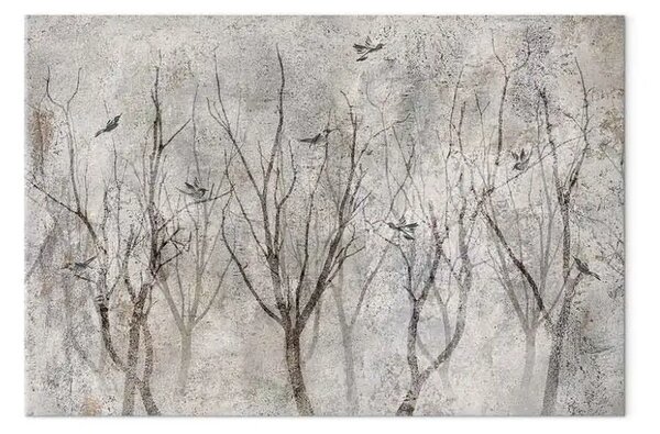 Quadro su tela Canto nel bosco largo - paesaggio grigio degli alberi spogli