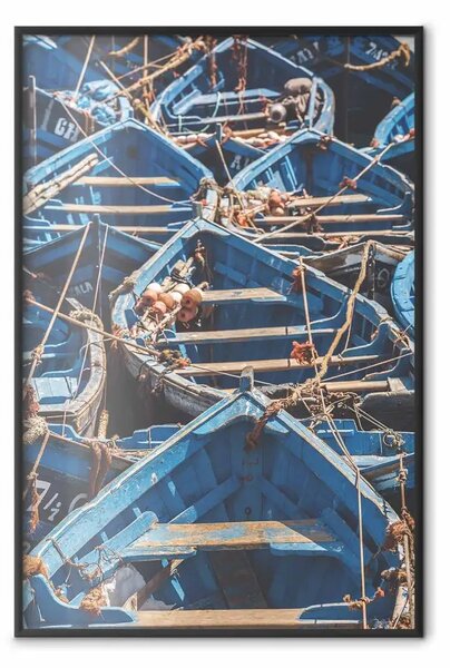 Poster: Flotta blu - composizione marina di piccole barche blu in Marocco