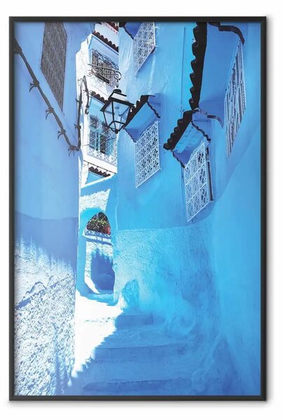 Poster: Passeggiata blu - architettura di sentiero tra edifici blu