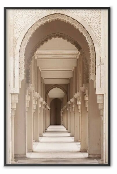 Poster: Archi orientali - architettura corridoio colonne Marocco, chiaro