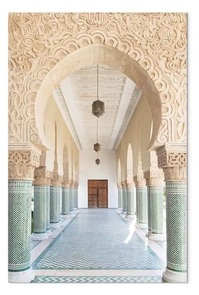Quadro moderno Colonnato turchese verticale - architettura in Marocco