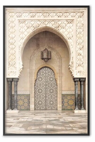 Poster: Portale del palazzo - architettura con porta decorata e colonne nere