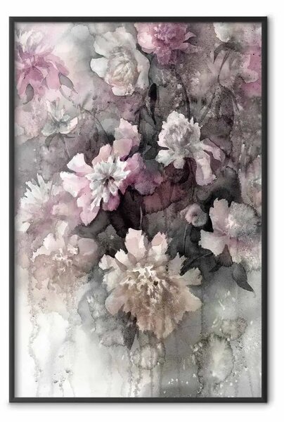 Poster: Sentimento colorato - composizione di fiori in acquerello