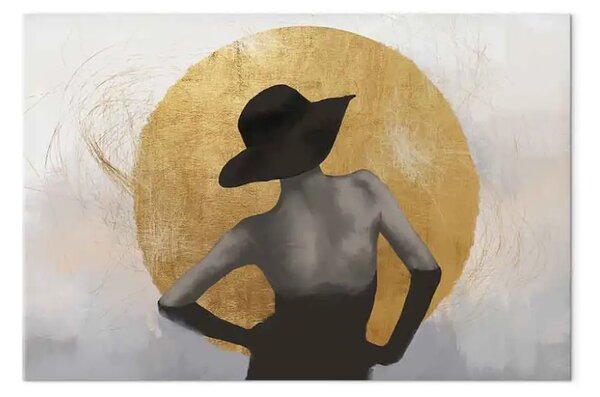 Quadro contemporaneo Sotto il sole largo - donna astratta con cappello