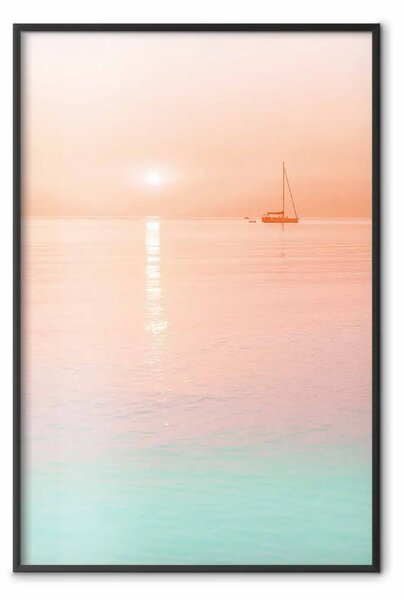 Poster: Crociera estiva - paesaggio pastello del mare al tramonto