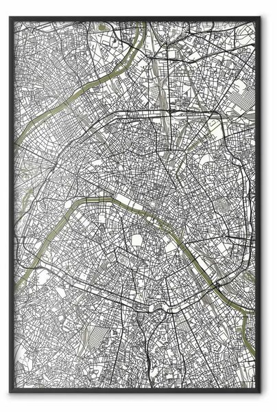 Poster: Mosaico Parigino - mappa in bianco e nero vista dall'alto