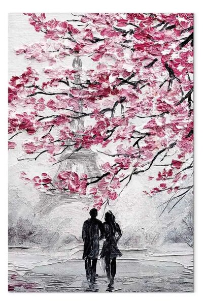 Quadro contemporaneo Aprile parigino - coppia Torre Eiffel