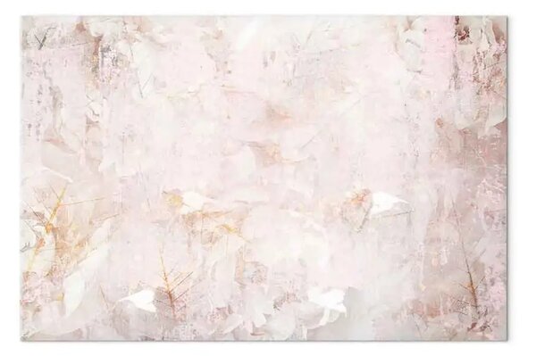 Quadro Nebbia - astrazione color rosa sfocato e bianco con elementi dorati