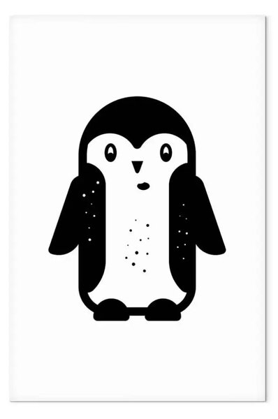 Quadro moderno Piccolo pinguino - Immagine di disegno di animali, in bianco e nero