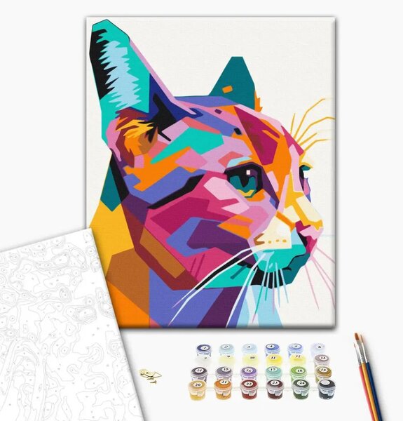 Quadro da dipingere con i numeri Gatto geometrico