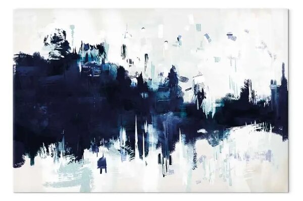 Quadro contemporaneo Blu nel bianco - Astrazione con striature in blu classico