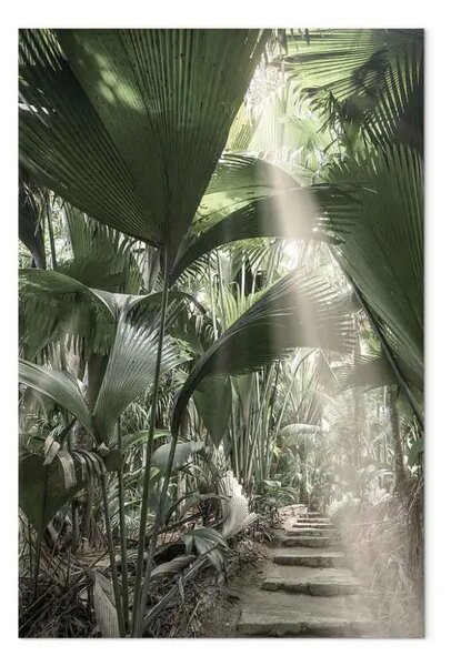 Quadro Fascio di luce verticale - paesaggio tropicale di piante
