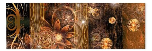 Quadro su tela Miracolo - astrazione dorata fiori