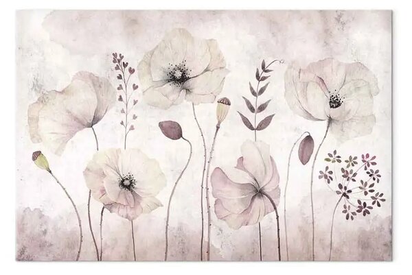 Quadro su tela Momento fiorito largo - fiori in stile shabby chic