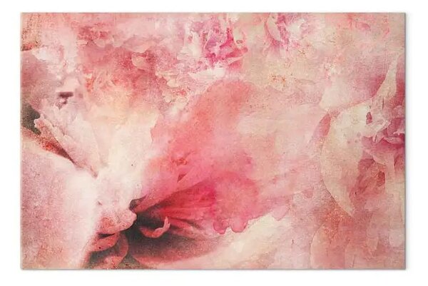 Quadro su tela Alba rosa - Astrazione con rose sfocate e frammenti di fiori