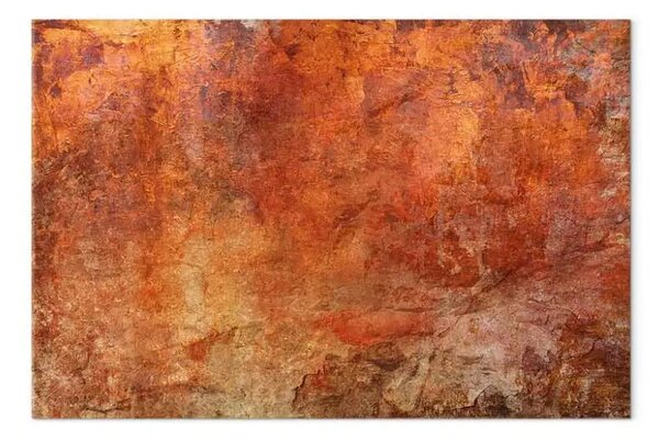 Quadro moderno Parco d'autunno - Astrazione con vegetazione sfocata in rosso e giallo