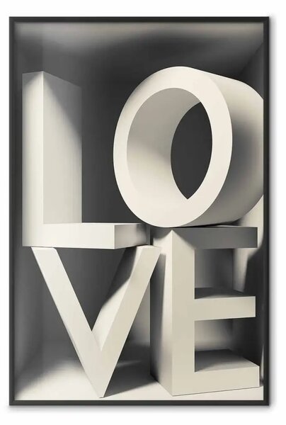 Poster: Amore in grigi - scritte bianche su sfondo chiaro