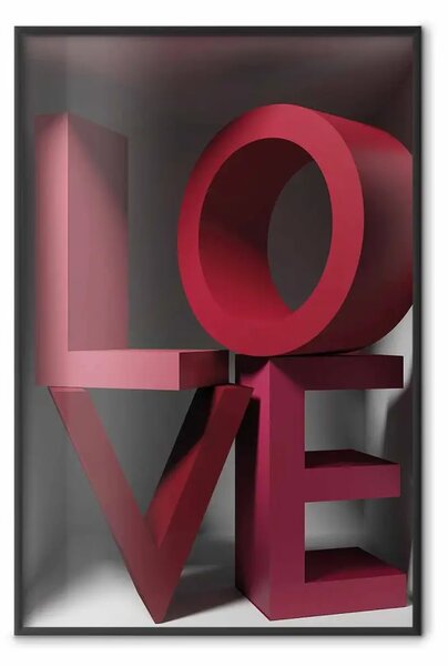 Poster: Amore in rossi - scritte rosse con effetto 3D su sfondo chiaro