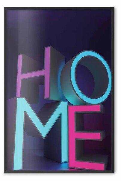 Poster: Neon Home - scritte al neon inglesi con effetto 3D su sfondo scuro