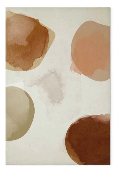 Quadro su tela Acquerello - Astrazione con macchie ovali marrone e beige