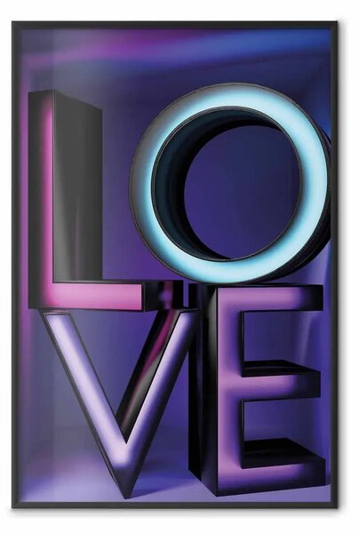 Poster: Amore di vetro - scritte al neon su sfondo colorato