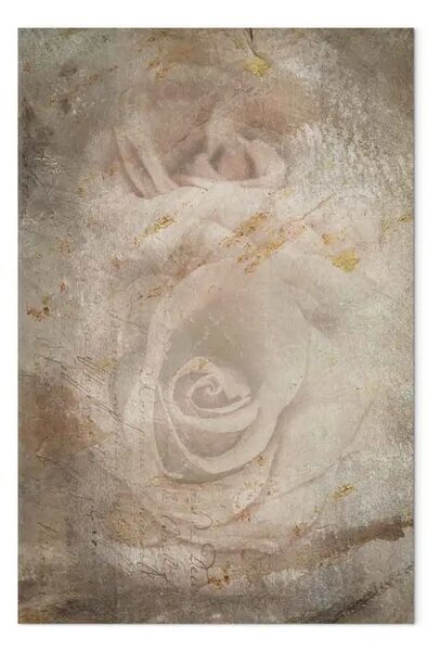 Quadro Rosa- composizione in stile retrò con fiori su uno sfondo beige