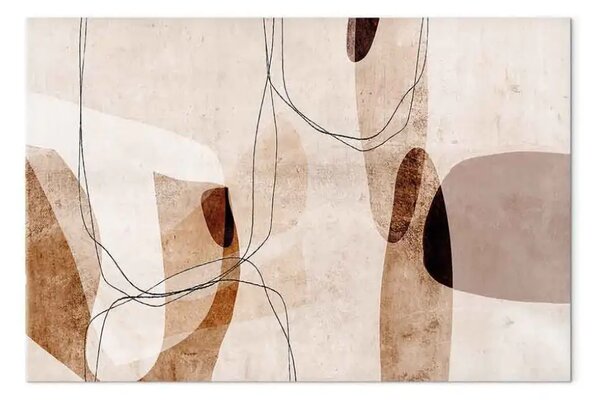 Quadro su tela Convezione di astrazione verticale - motivi moderni in beige