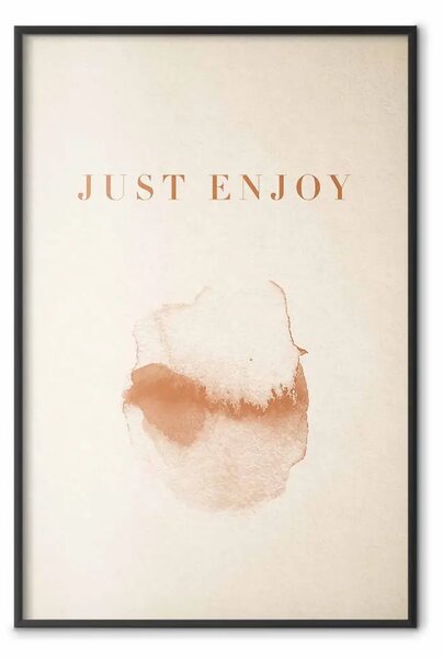 Poster: Just Enjoy - scritte inglesi e motivo ad acquerello su sfondo beige