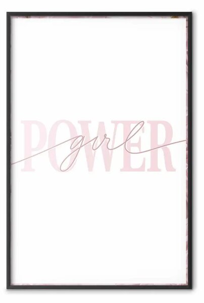 Poster: Power Girl - scritta in inglese su sfondo bianco contrastante