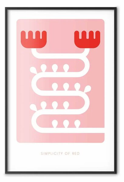 Poster: Semplicità del rosso - scritte e motivo astratto bianco su sfondo rosa