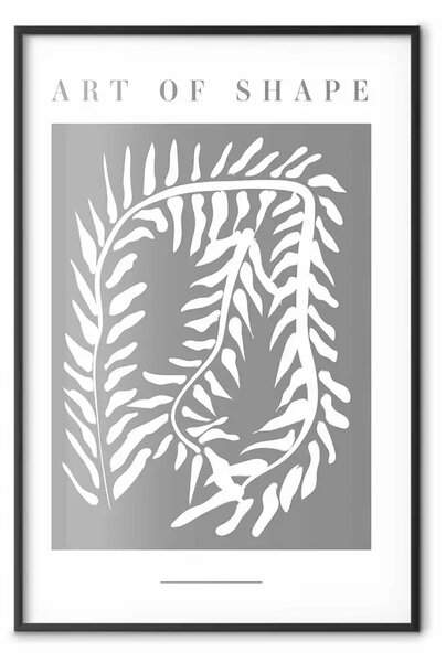Poster: Arte della forma - scritte in inglese e pianta bianca su sfondo grigio