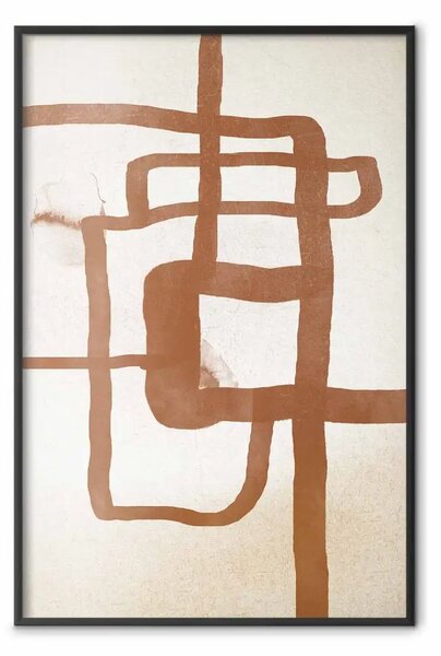 Poster: Strada verso est - disegno artistico marrone in motivo astratto