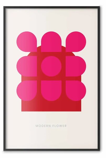 Poster: Fiore contemporaneo - scritte in inglese e figura rossa astratta