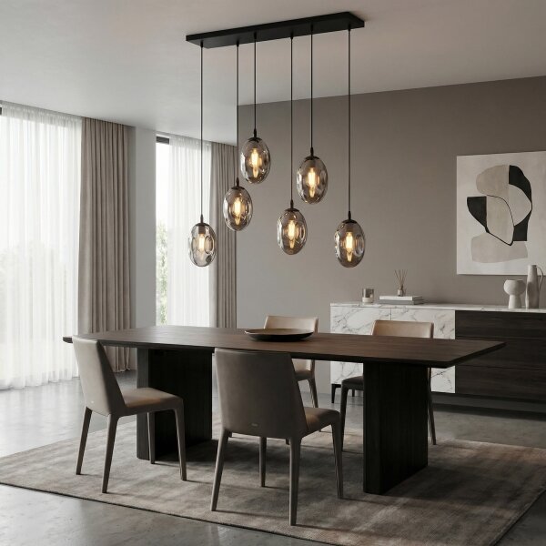 Lampadario a sospensione con filo ASTRAL 6xE14/10W/230V nero/fumé