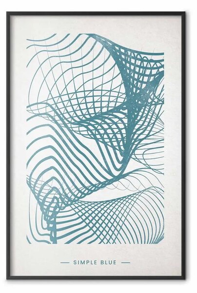 Poster: Solo blu - onde geometriche astratte e scritte in inglese