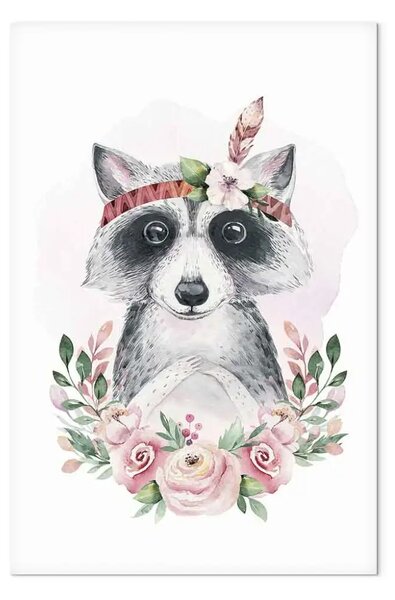 Quadro Procione con fascia - grafica colorata con animali per bambini